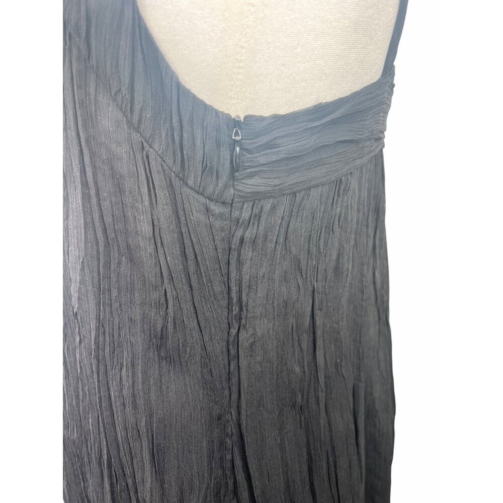 Eileen Fisher Black Lightweight Crinkle Chiffon Sleeveless Silk Dress XS - Picture 6 of 14